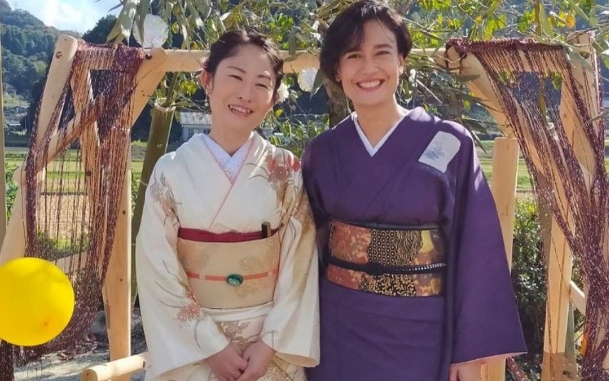 青森と東京の方からお預かりしている帯と着物を組み合わせて