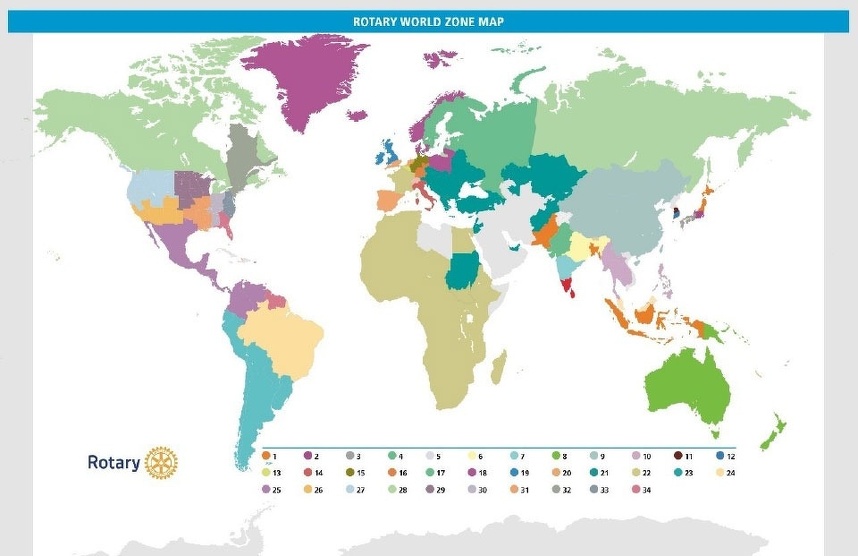 国際ロータリー３４ゾーン分布図