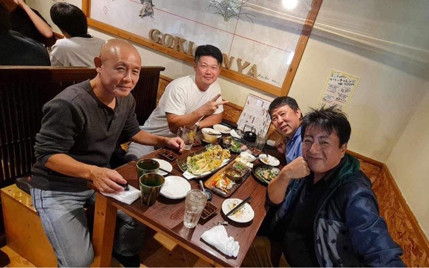 左から前田P会長、中川P会長、松岡会員、片山会員（Eクラブの生みの親、大分臨海RC）