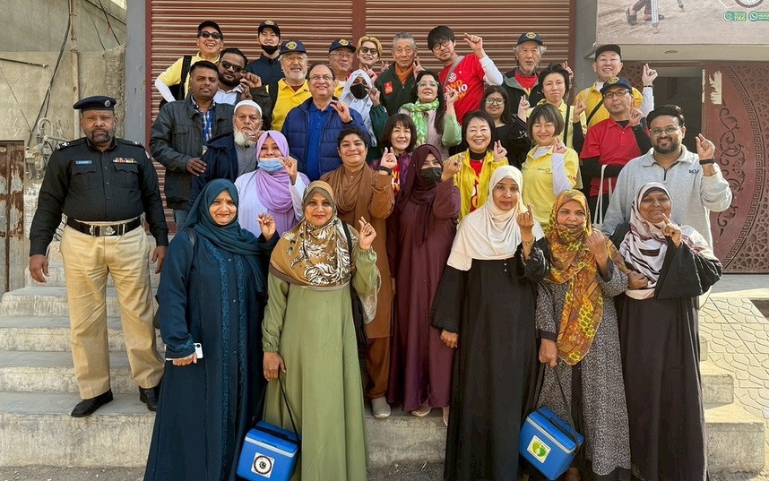 センターでの記念撮影